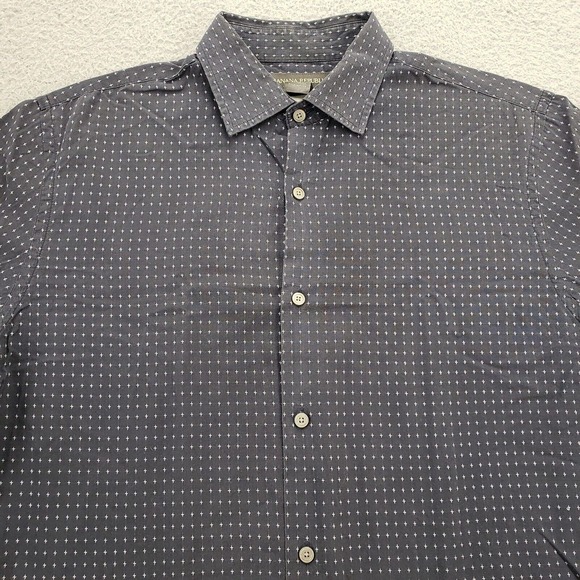 Banana Republic Shirt Mens 16 16.5 Large blue Long Sleeve Button‎ Up - Picture 6 of 10